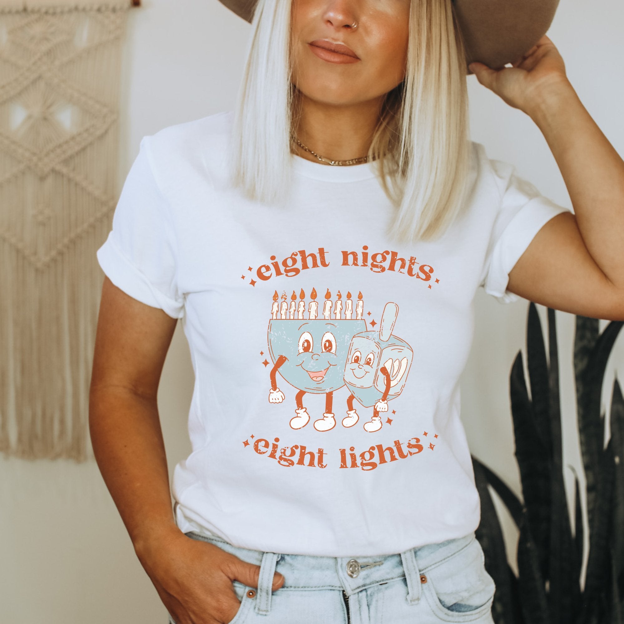 Eight Nights Eight Lights Hanukkah T-Shirt - Trendznmore