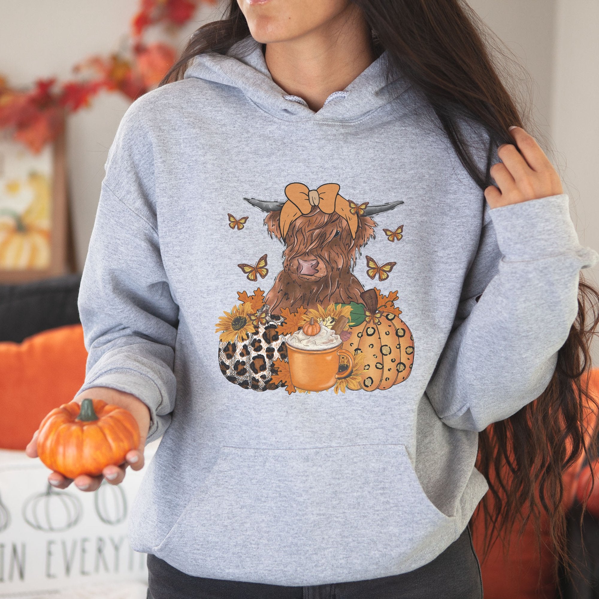 Fall Highland Heifer Graphic Hoodie - Trendznmore