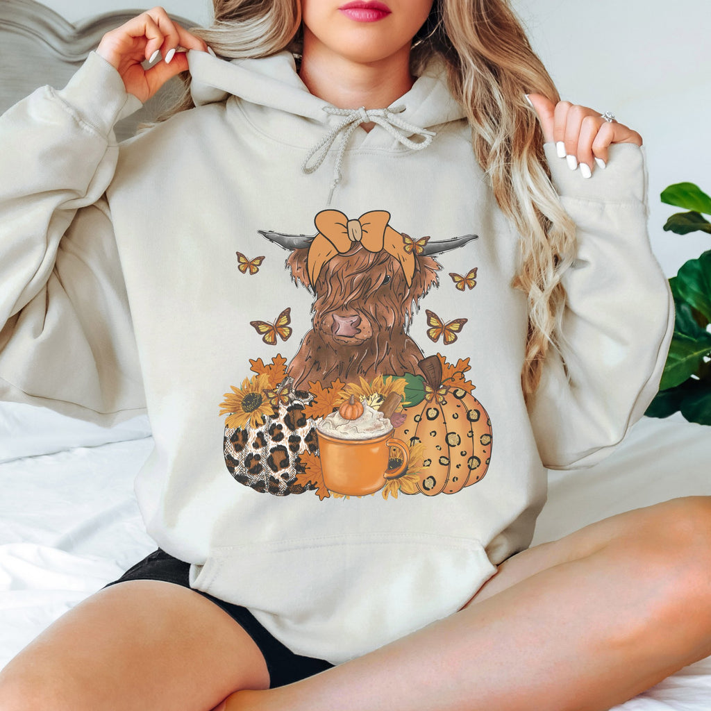 Fall Highland Heifer Graphic Hoodie - Trendznmore