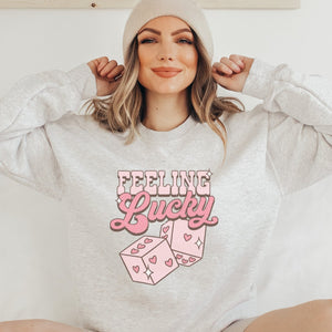 Feeling Lucky Valentines Crewneck Sweatshirt - Trendznmore