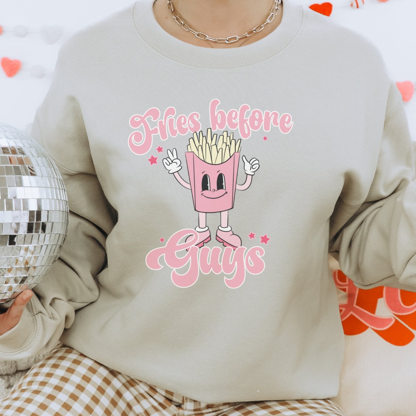 Fries Before Guys Valentines Crewneck Sweatshirt - Trendznmore