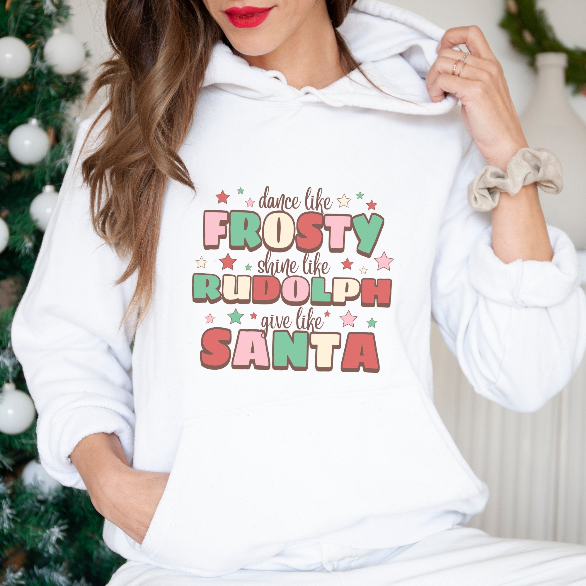 Frosty, Rudolph and Santa Christmas Hoodie - Trendznmore