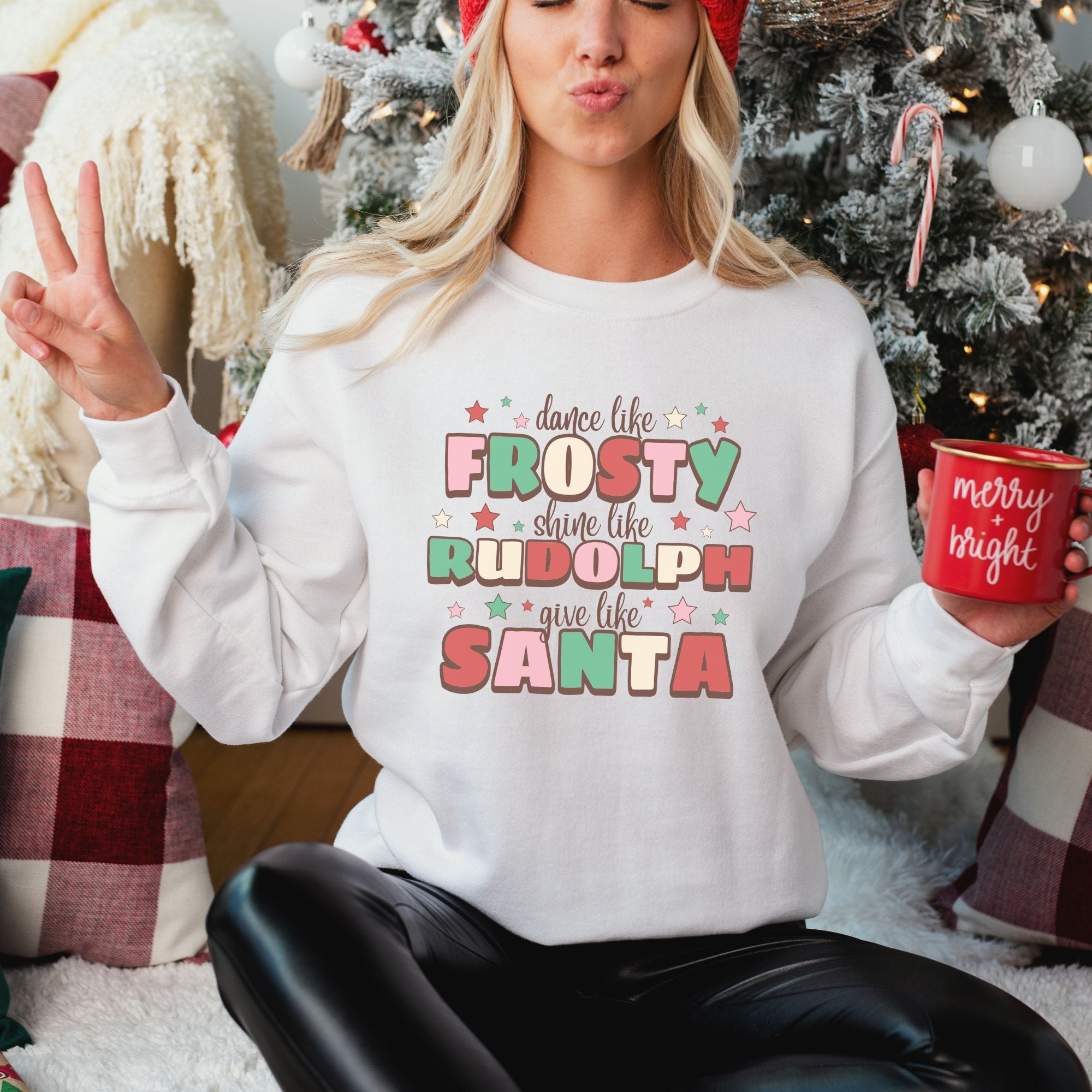 Frosty, Rudolph, Santa Christmas Crewneck Sweatshirt - Trendznmore