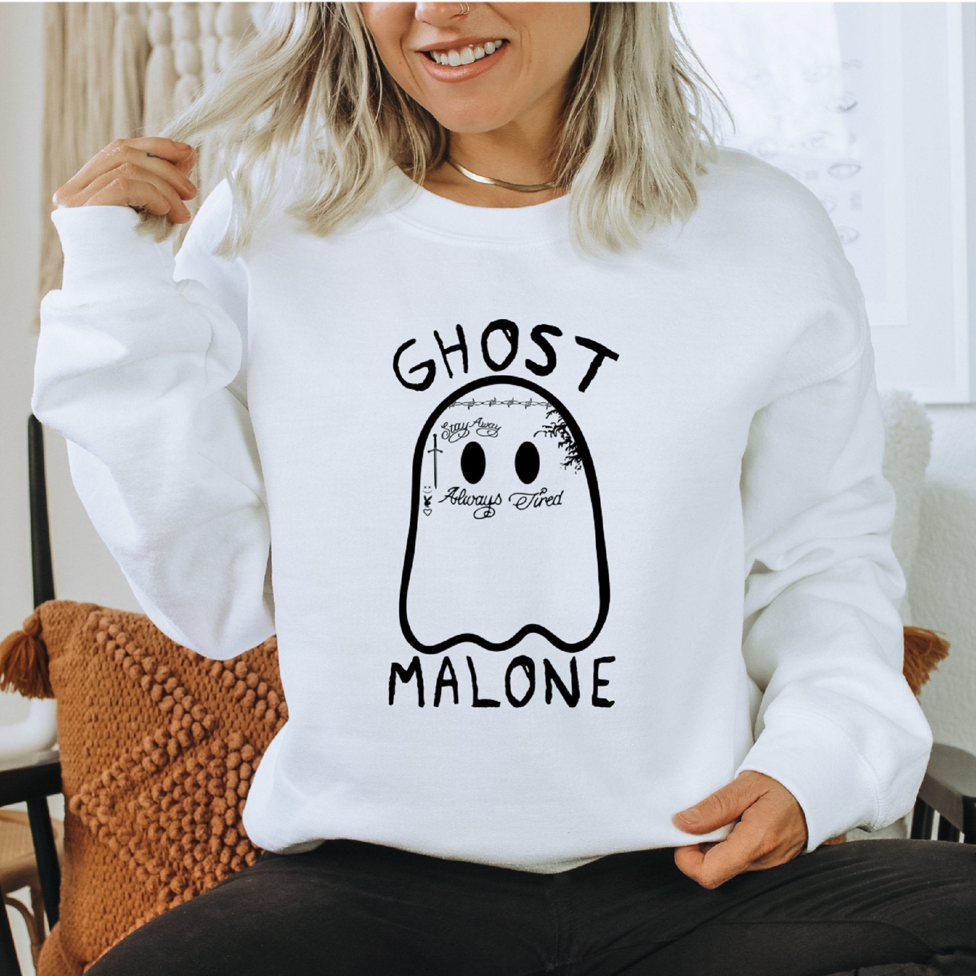 Funny Ghost Malone Halloween Sweatshirt - Trendznmore