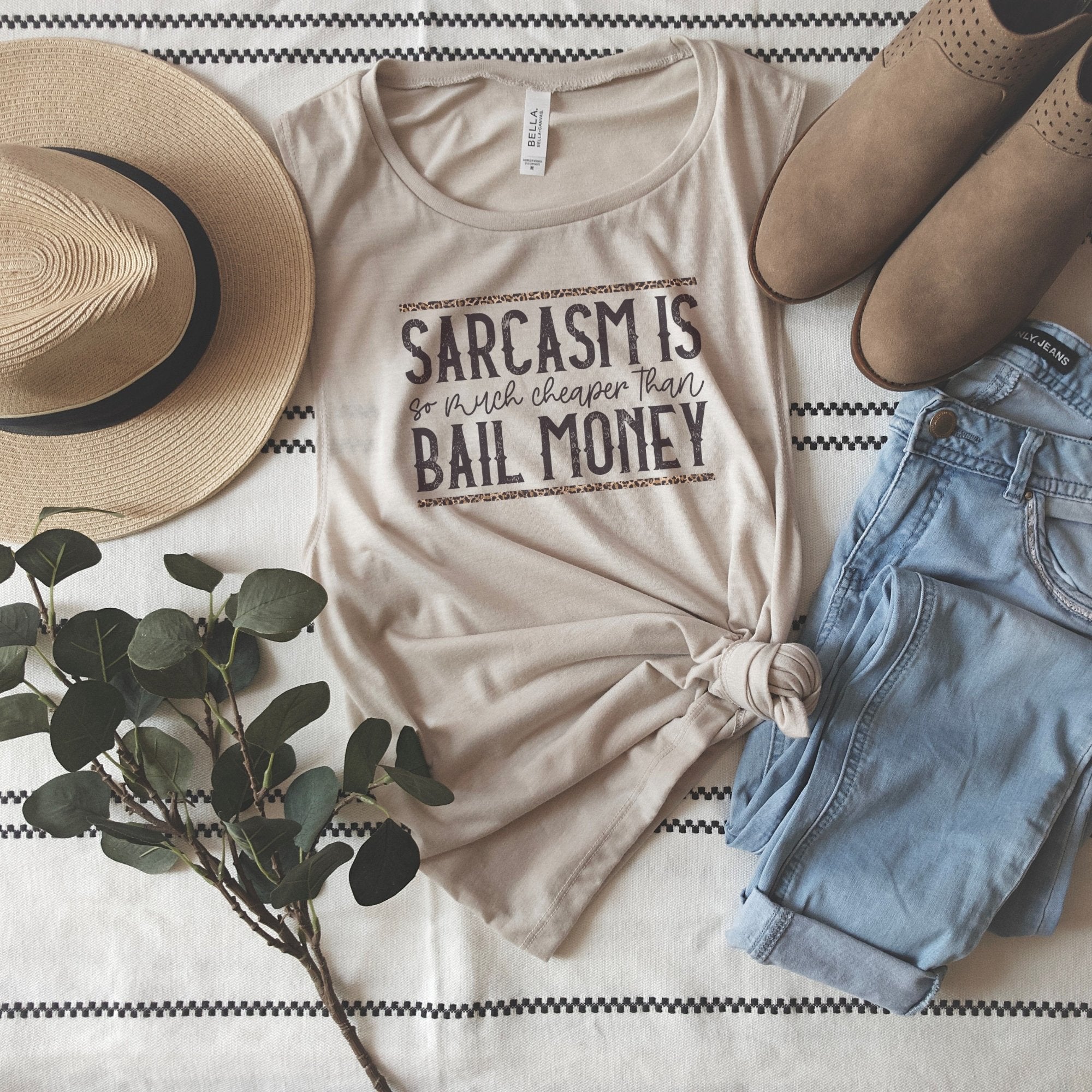 Funny "Sarcasm is much Cheaper than Bail Money" Bella Canvas Muscle Tank Top - Trendznmore