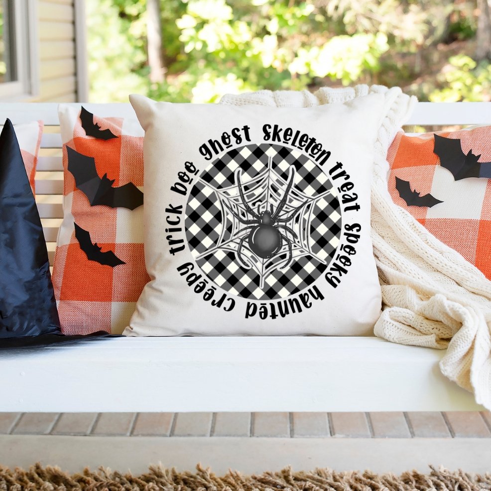 Gingham Spider Sublimated Pillow Cover - Trendznmore