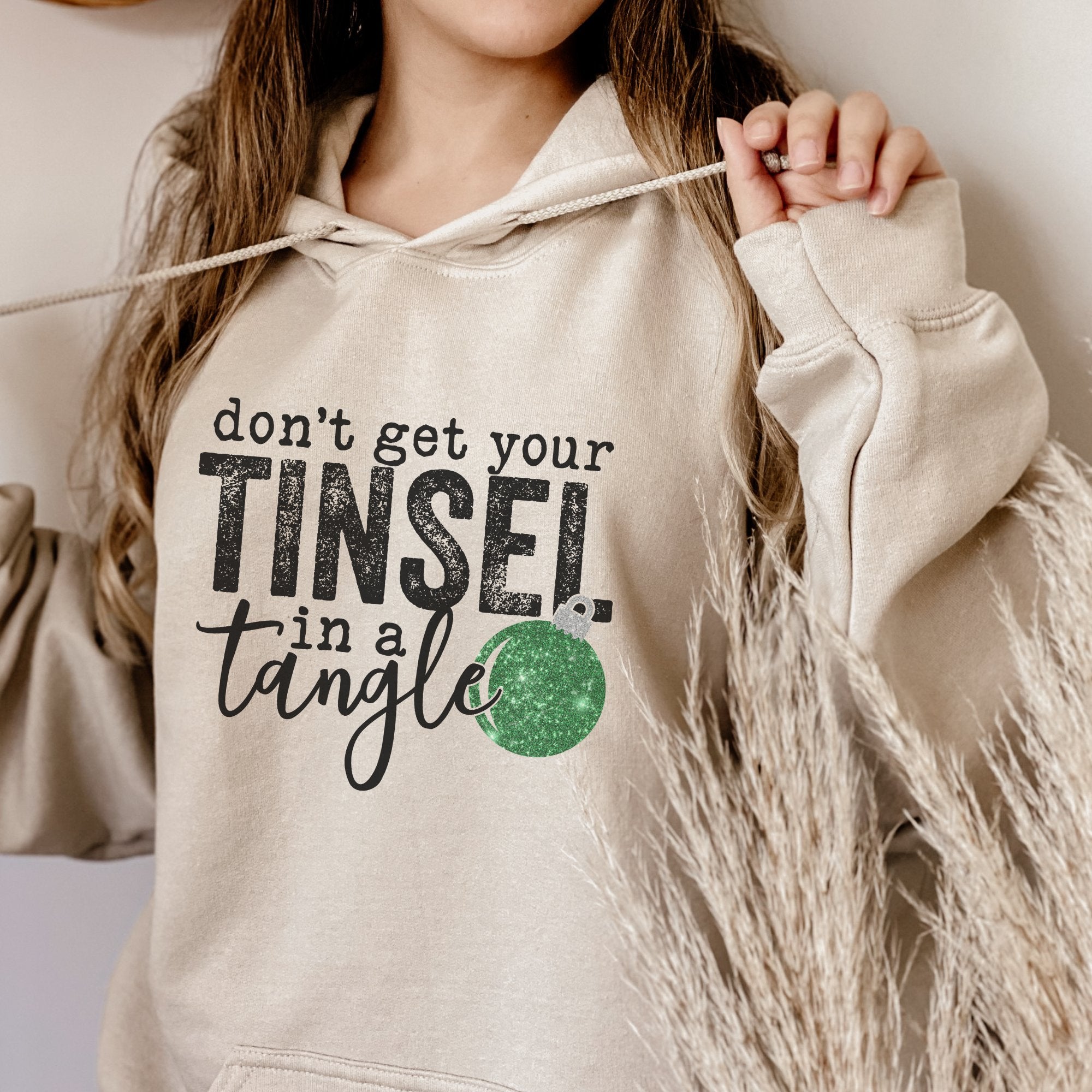 Green Tinsel in a Tangle Christmas Hoodie - Trendznmore