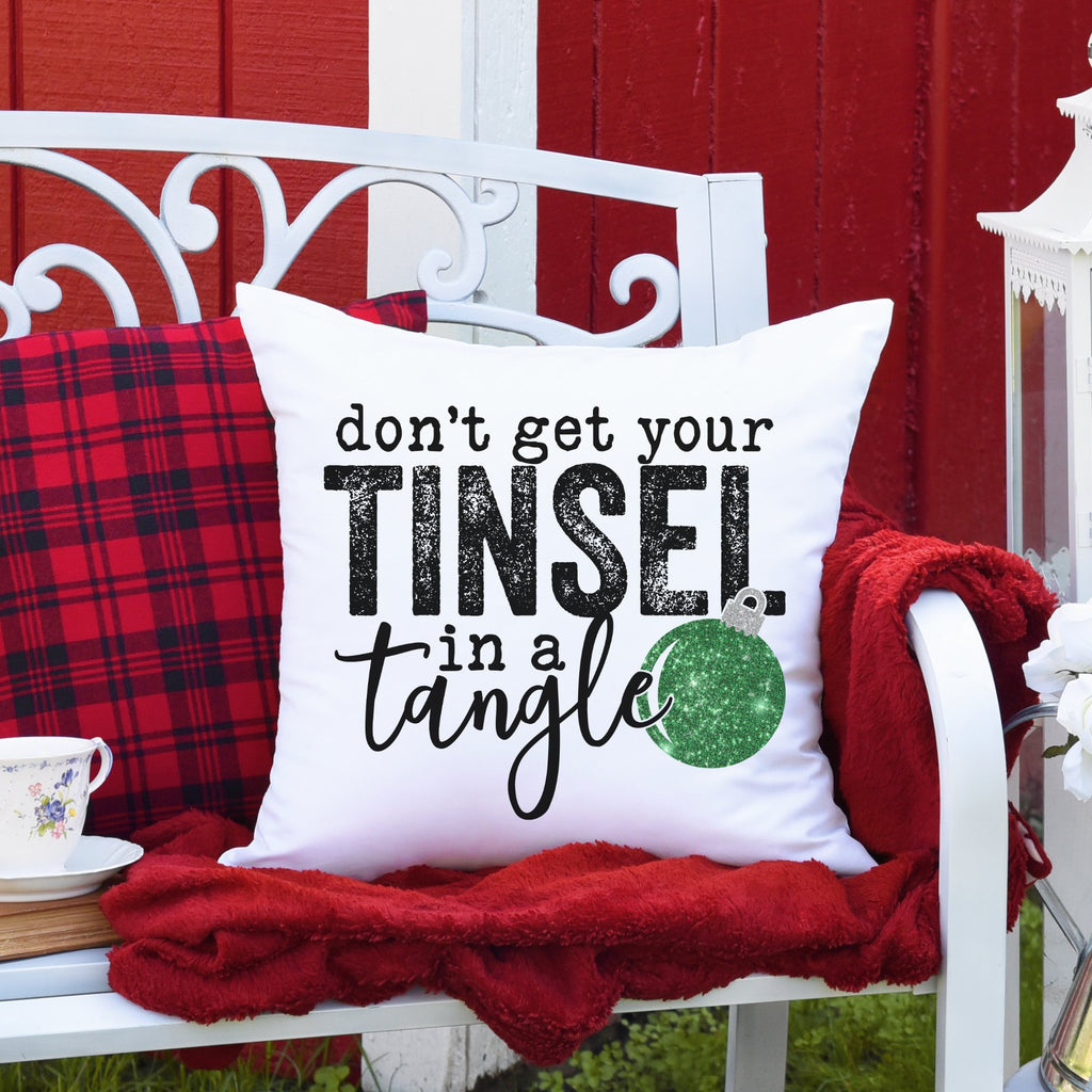 Green Tinsel in a Tangle Christmas Pillow Cover - Trendznmore
