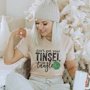 Green Tinsel in a Tangle Christmas T-shirt - Trendznmore