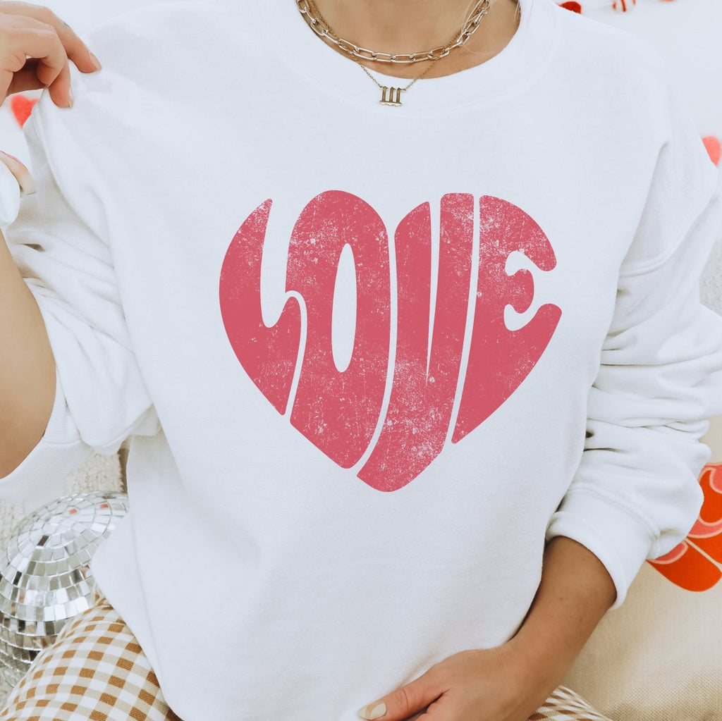 Groovy LOVE Valentines Crewneck Sweatshirt - Trendznmore