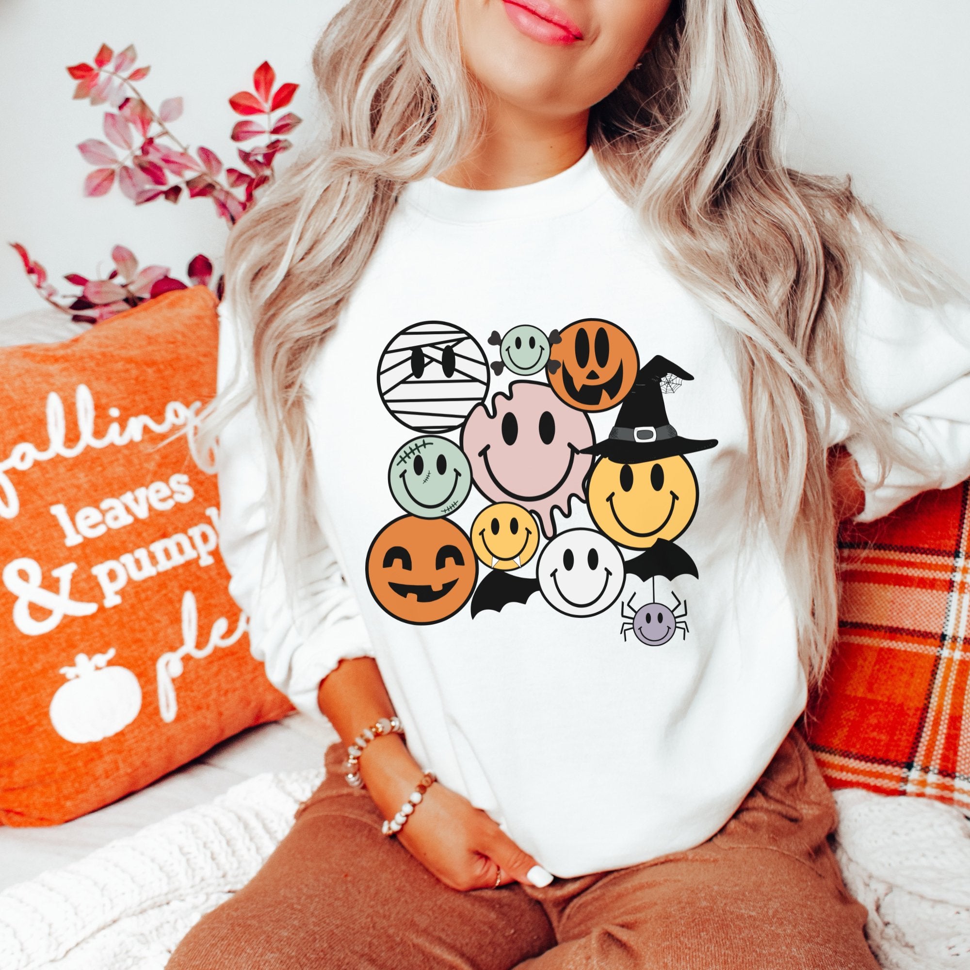 Halloween Smileys Sweatshirt - Trendznmore