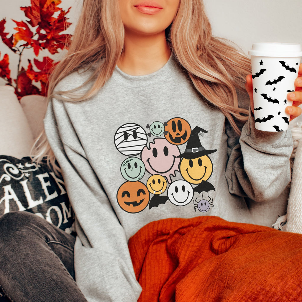 Halloween Smileys Sweatshirt - Trendznmore