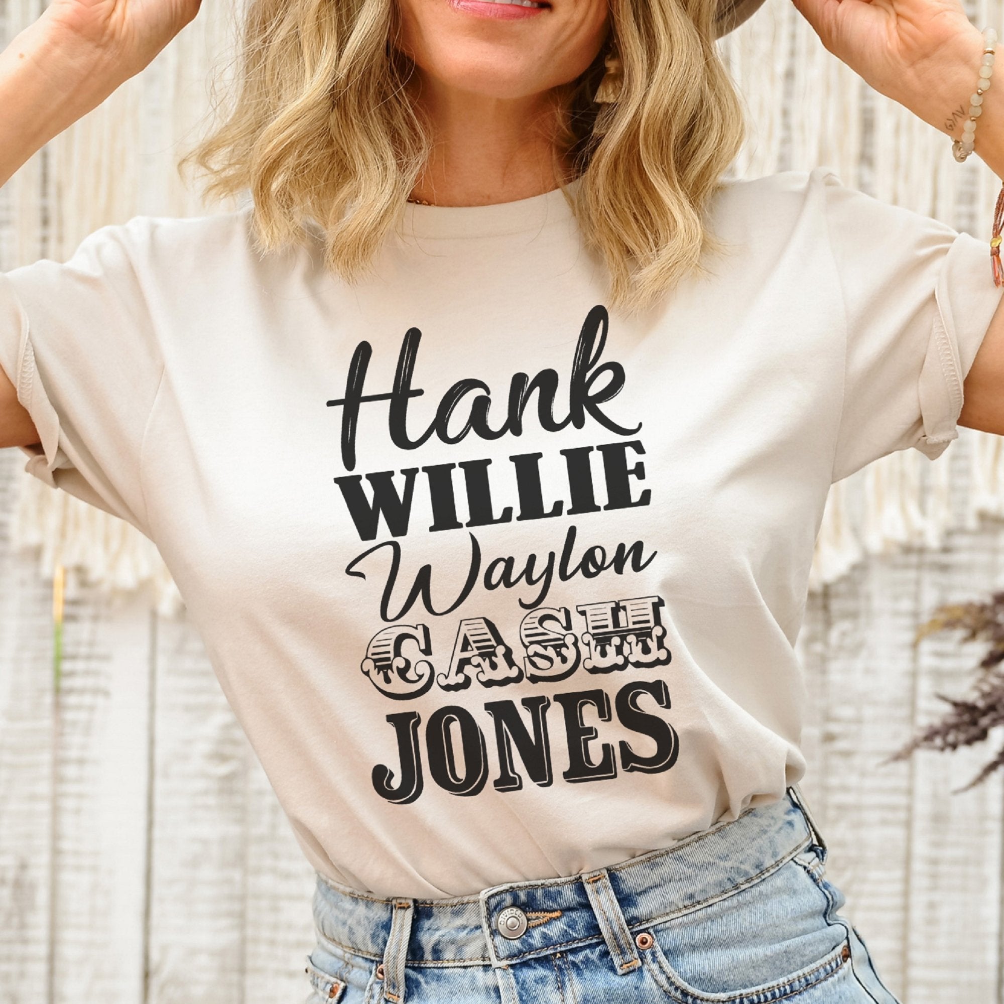 LUKYCILD Country Music T-Shirt For Women - Cash Hank Willie & Waylon Vintage Graphic Tee
