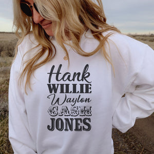 Hank Willie Waylon Cash Jones Crewneck Sweatshirt - Trendznmore