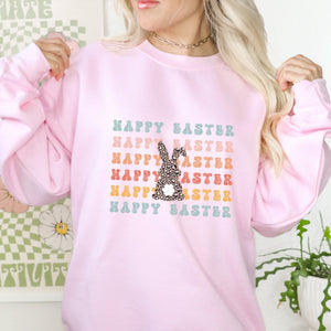 Happy Easter Cheetah Bunny Easter Crewneck Sweatshirt - Trendznmore