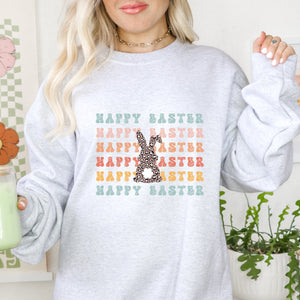 Happy Easter Cheetah Bunny Easter Crewneck Sweatshirt - Trendznmore