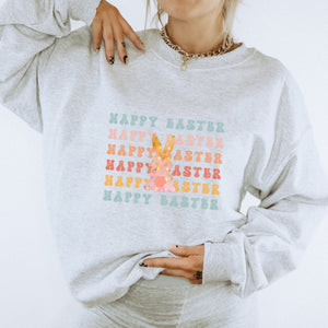 Happy Easter Pink Bunny Easter Crewneck Sweatshirt - Trendznmore