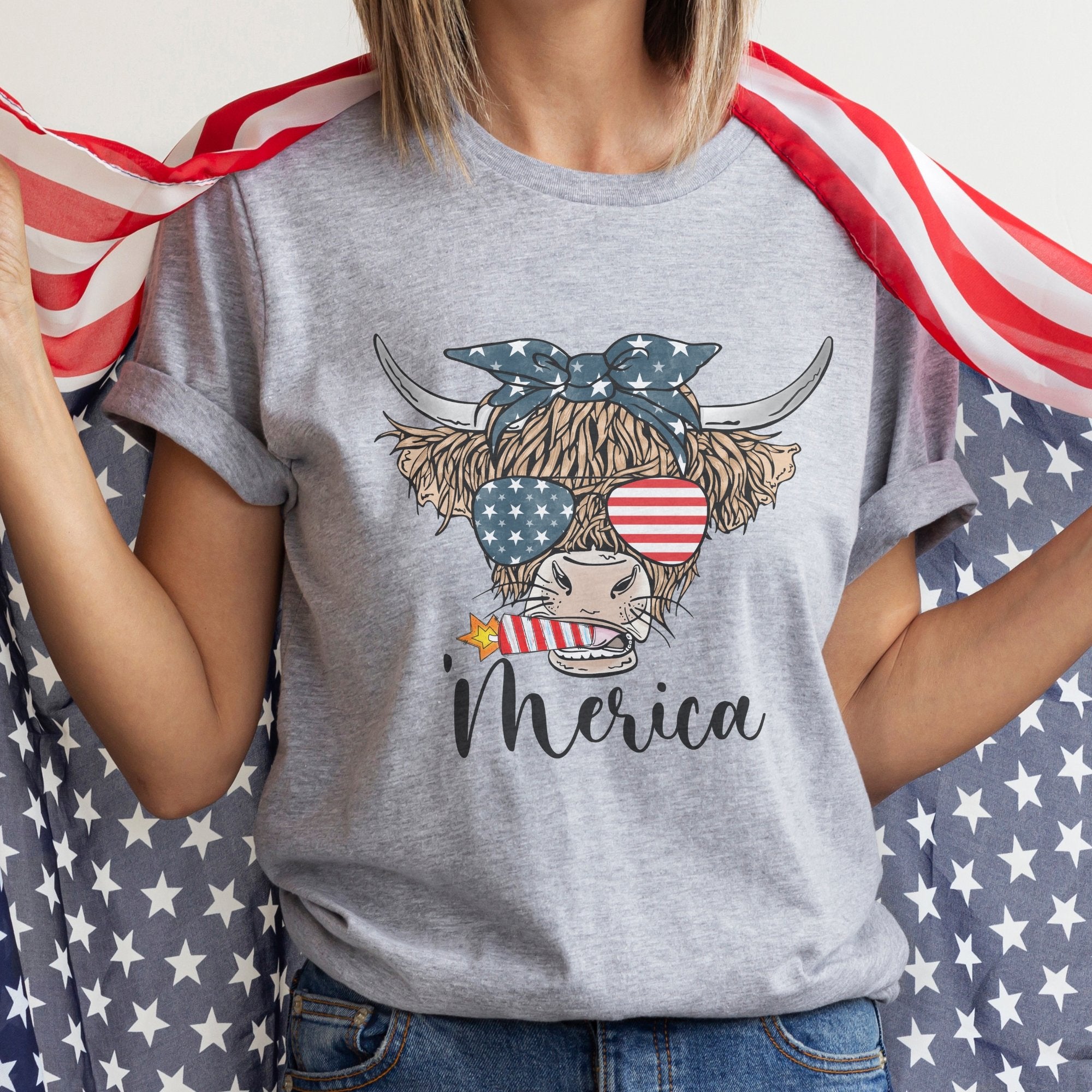 Heritage Heifer Merica Patriotic T-Shirt - Trendznmore