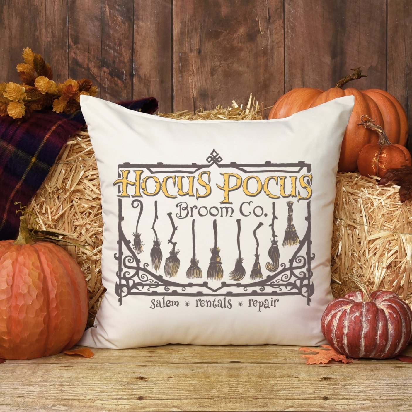 Hocus Pocus Broom Co Sublimated Pillow Cover - Trendznmore