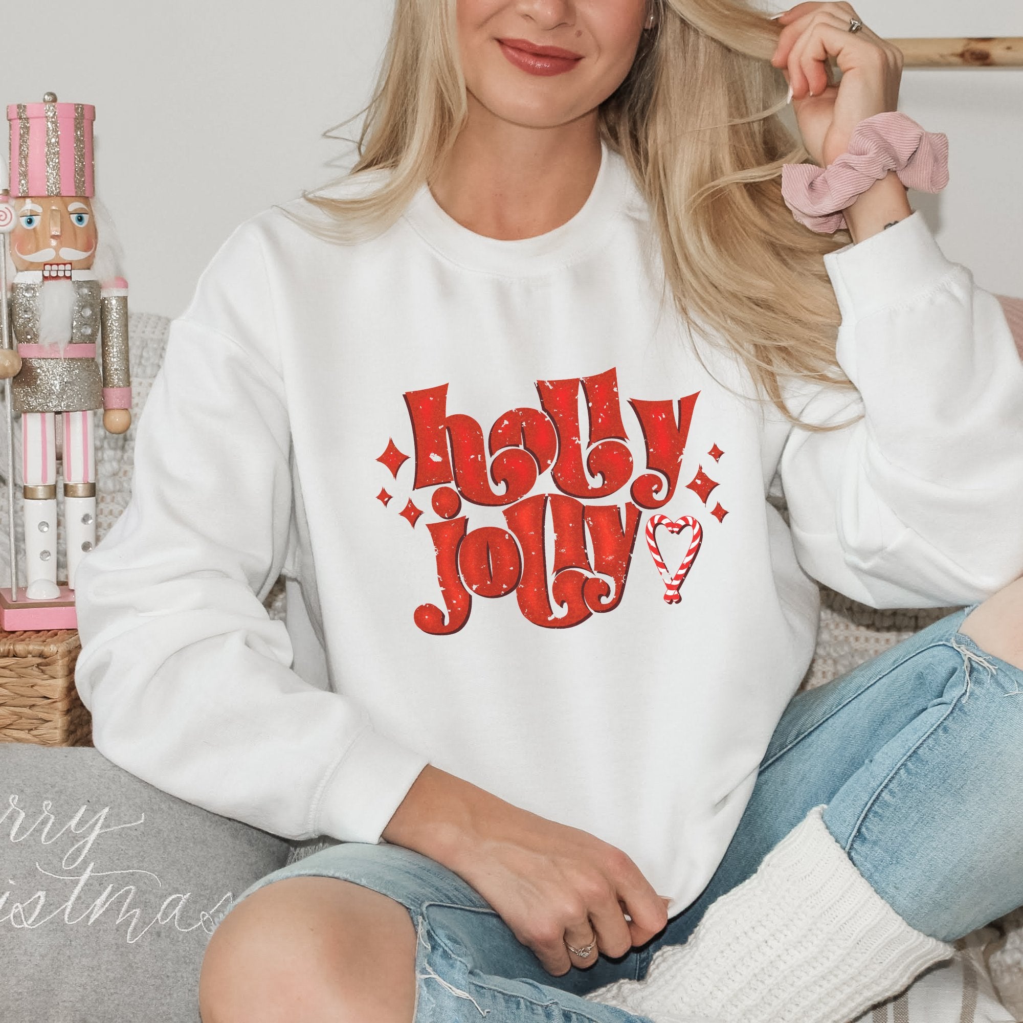 Holly Jolly Candy Cane Christmas Sweatshirt - Trendznmore