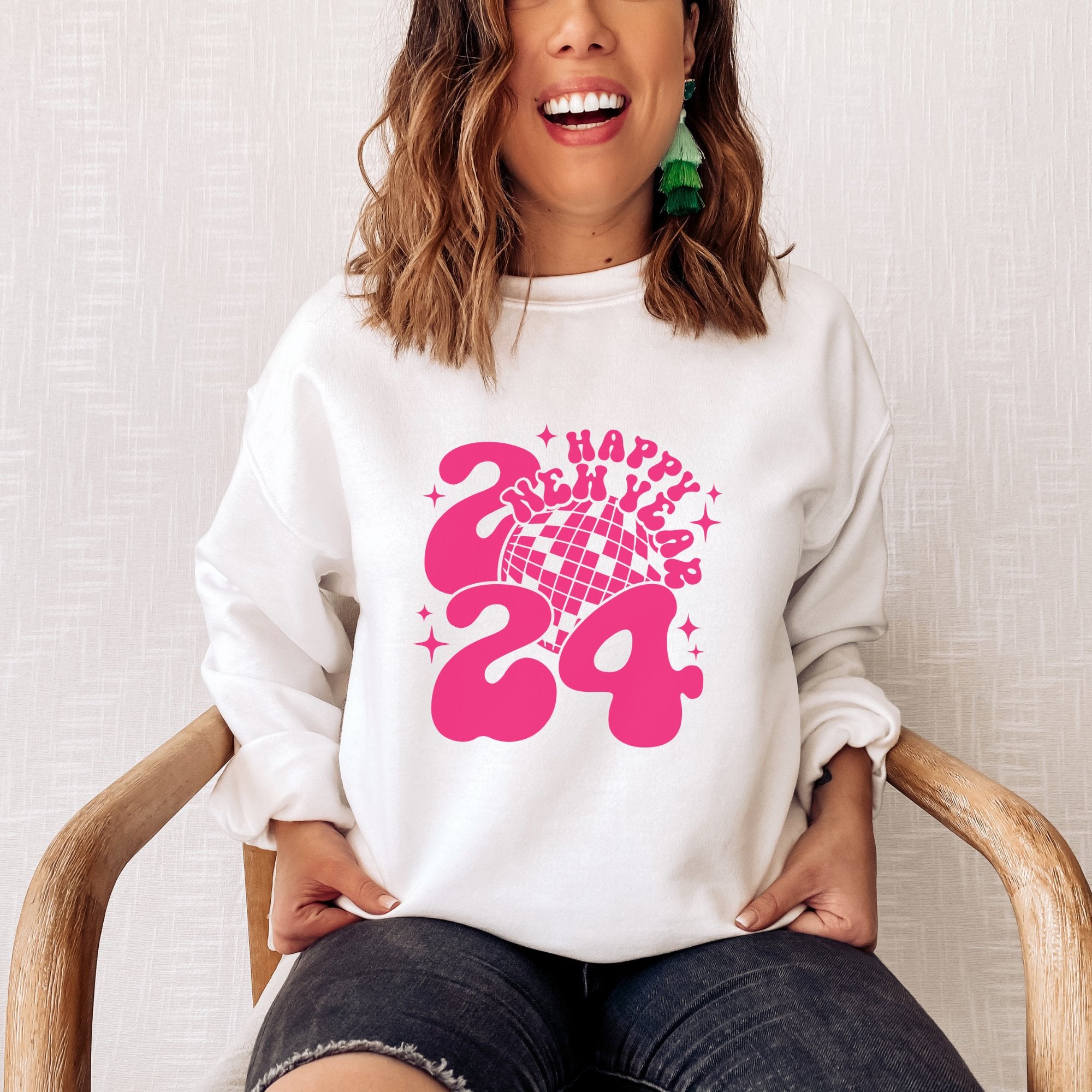 Hot Pink Happy New Year 2024 Sweatshirt - Trendznmore