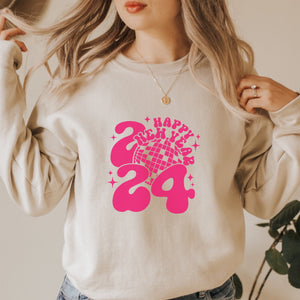 Hot Pink Happy New Year 2024 Sweatshirt - Trendznmore