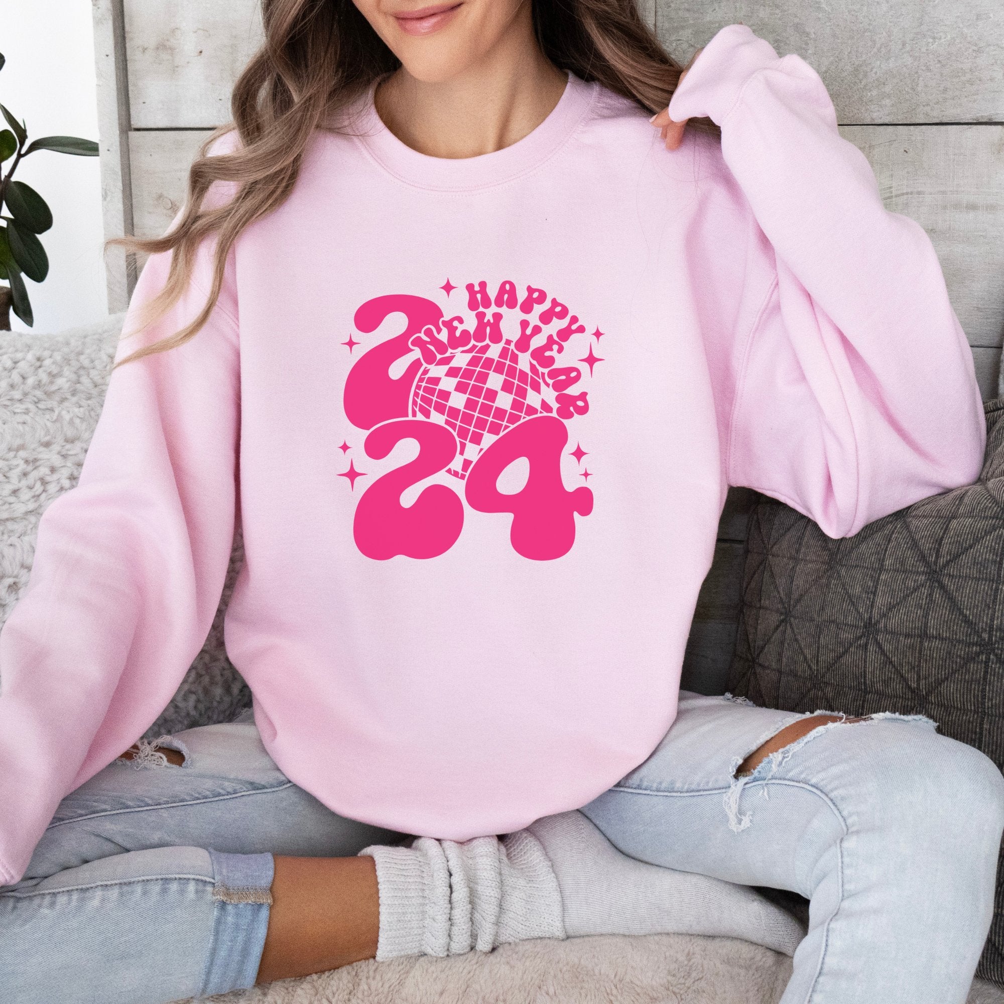 Hot Pink Happy New Year 2024 Sweatshirt - Trendznmore