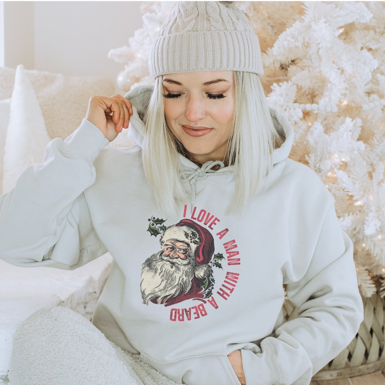 I Love a Man with a Beard Christmas Hoodie - Trendznmore