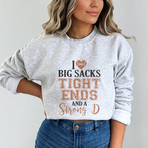 I Love Big Sacks Football Graphic Sweatshirt - Trendznmore