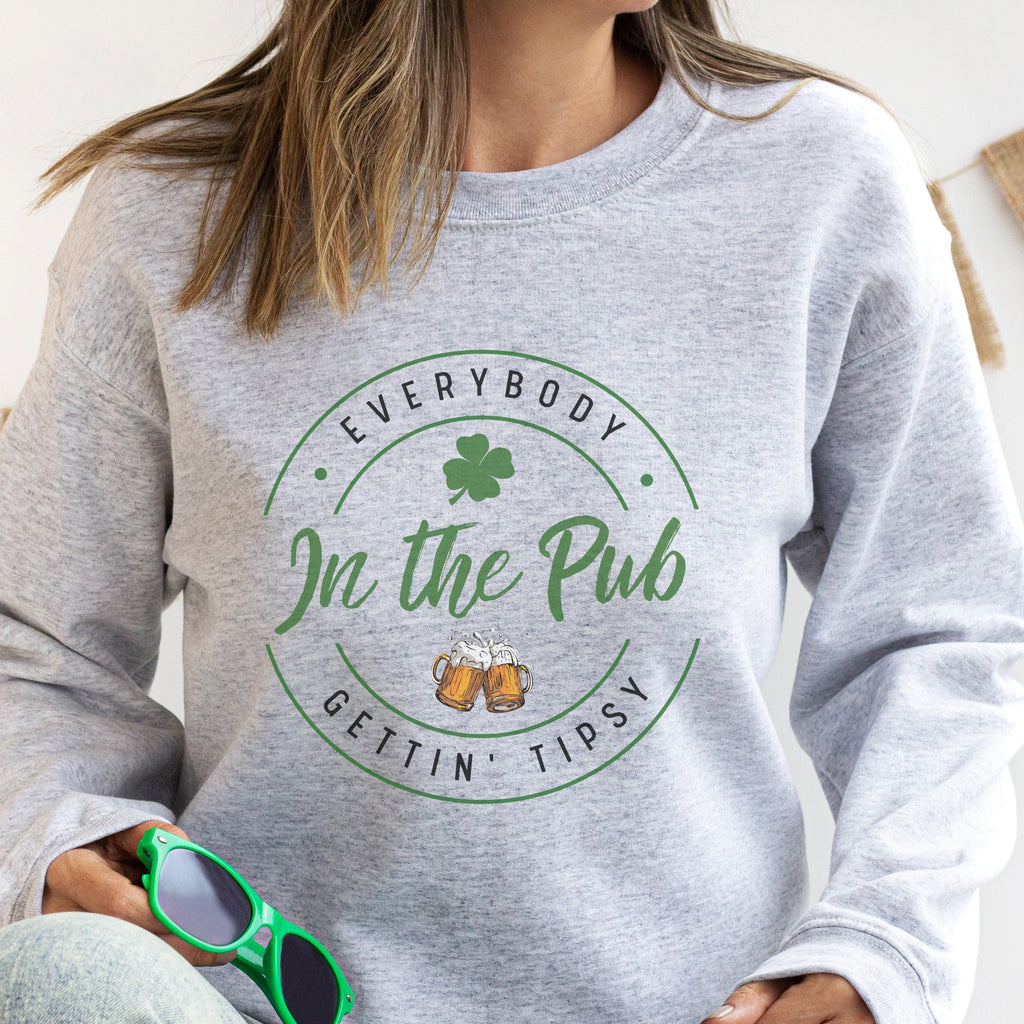 In the Pub Getting Tipsy Funny St. Patrick's Day Crewneck Sweatshirt (S-2XL) - Trendznmore