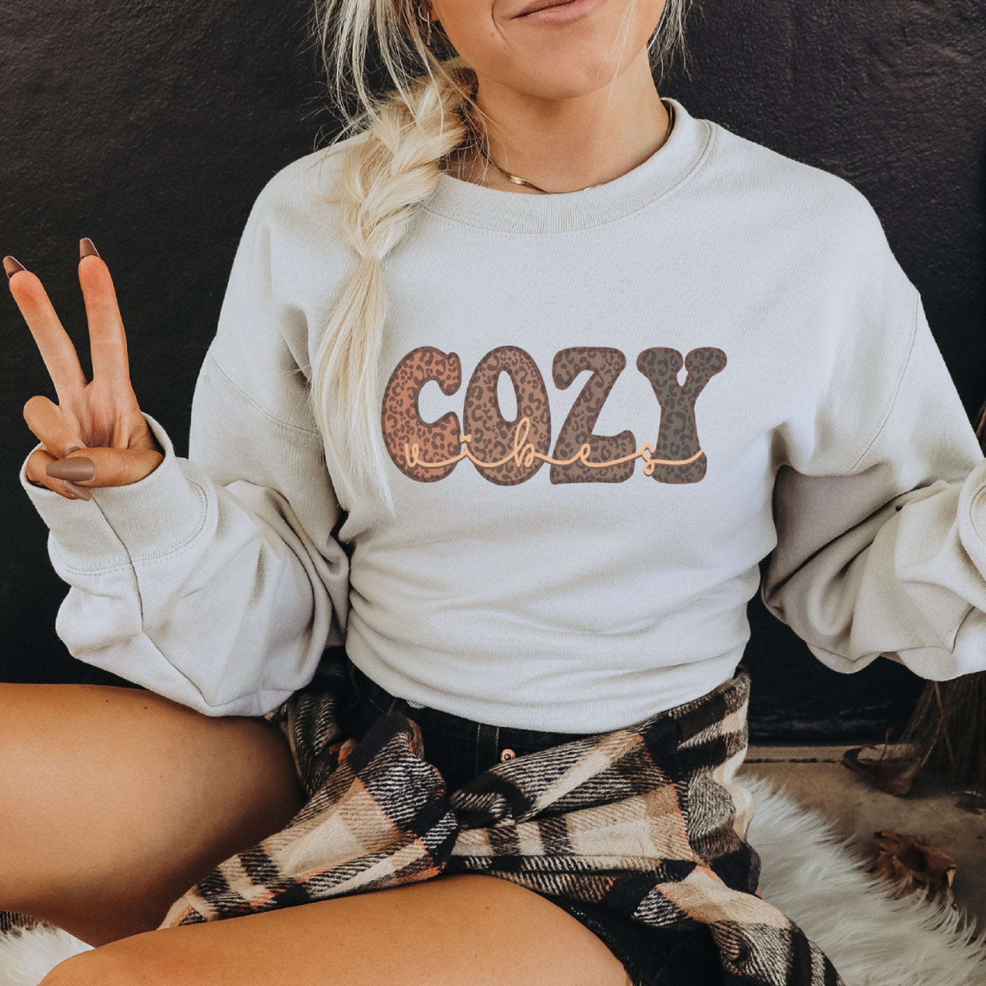Leopard Cozy Vibes Crewneck Sweatshirt - Trendznmore