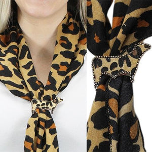 Leopard Print Bandana with Broach - Trendznmore