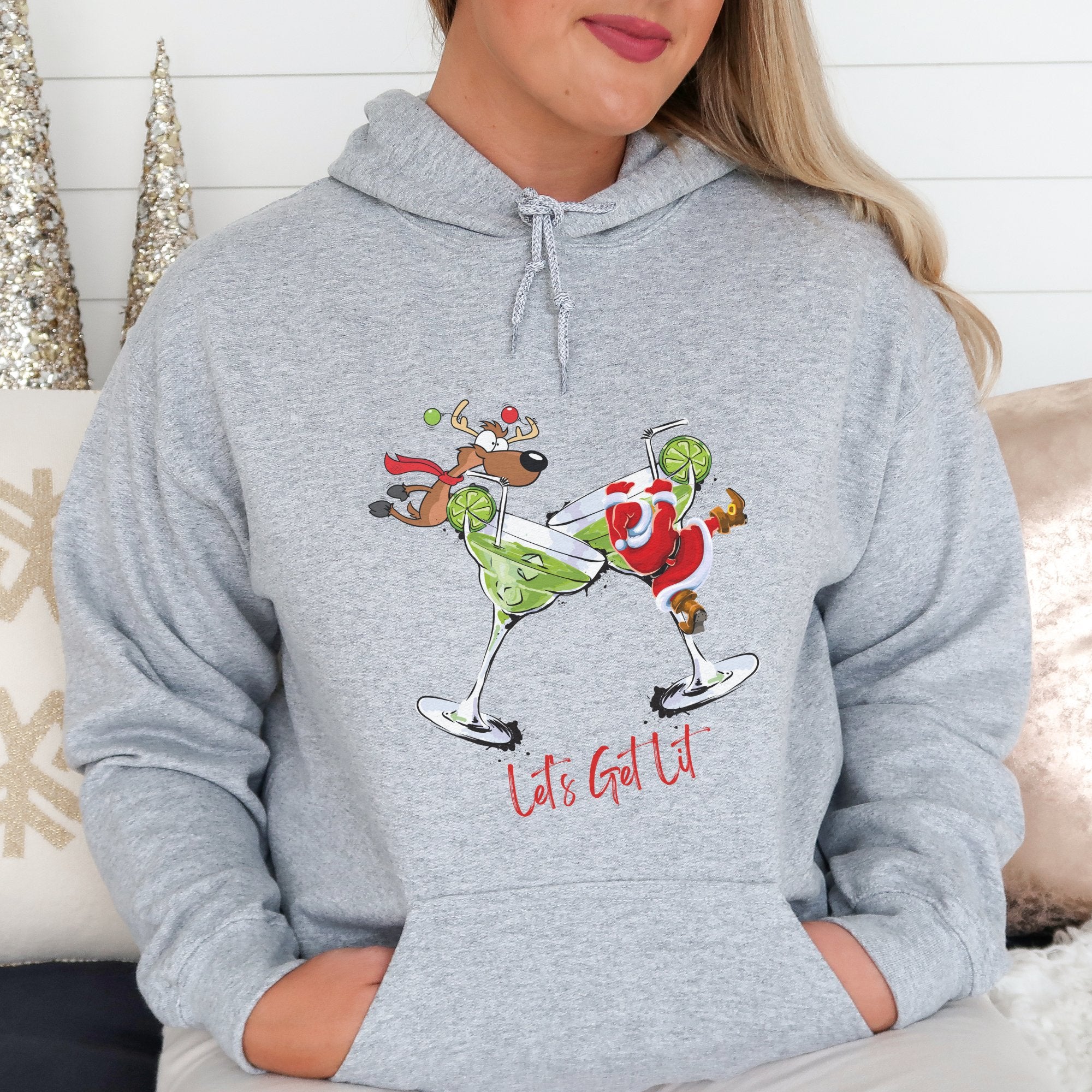 lets get lit Christmas Hoodie - Trendznmore