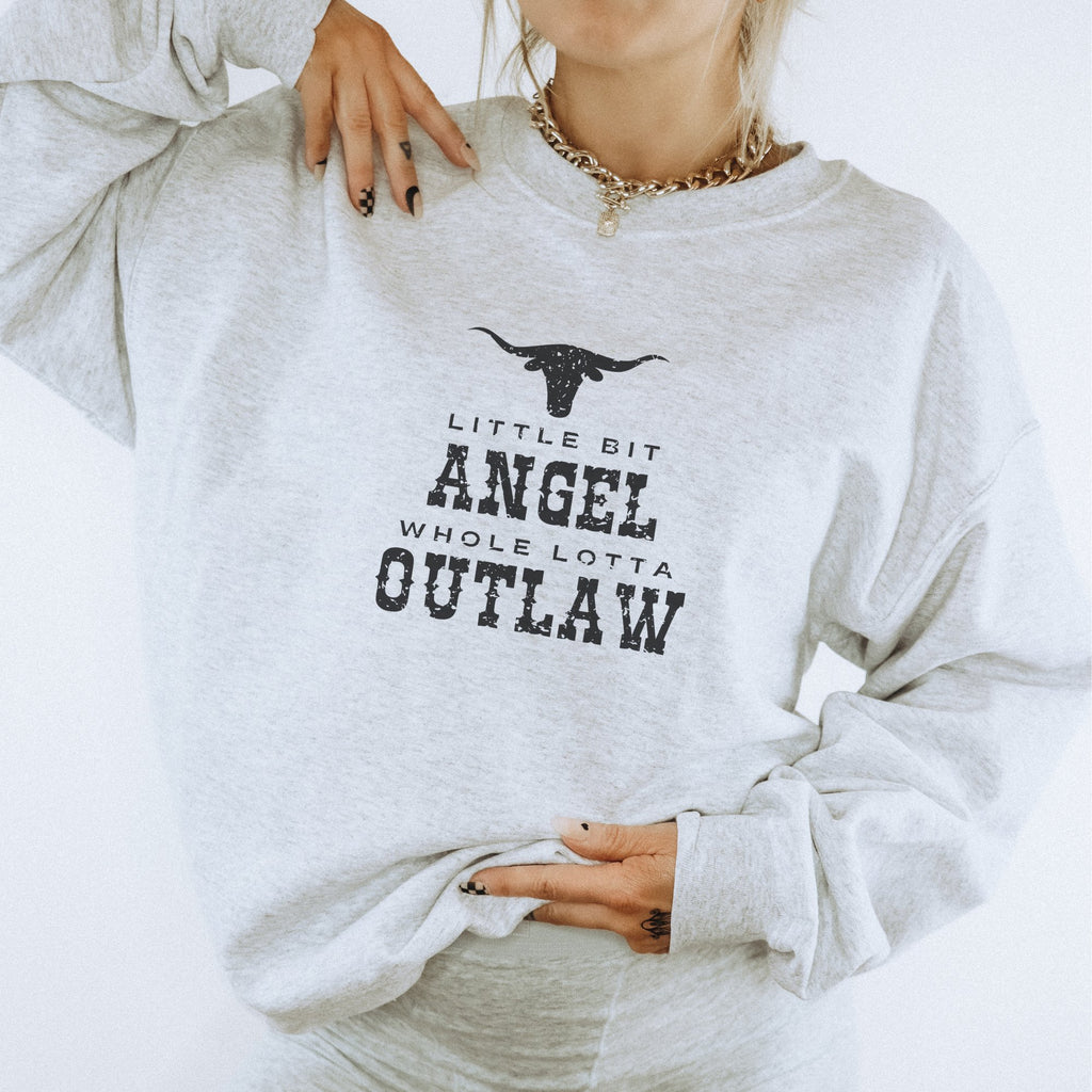 Little Bit Angel/Outlaw Crewneck Sweatshirt - Trendznmore