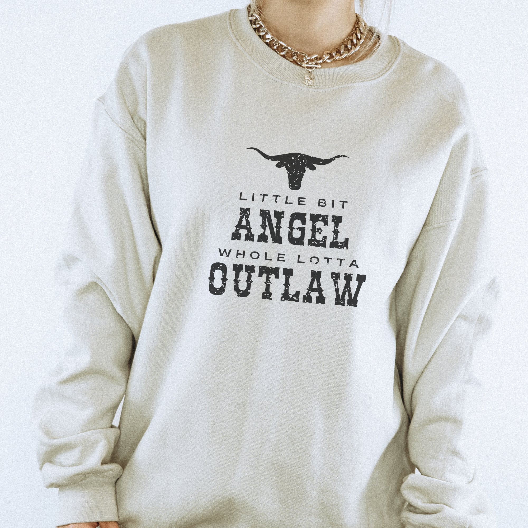 Little Bit Angel/Outlaw Crewneck Sweatshirt - Trendznmore