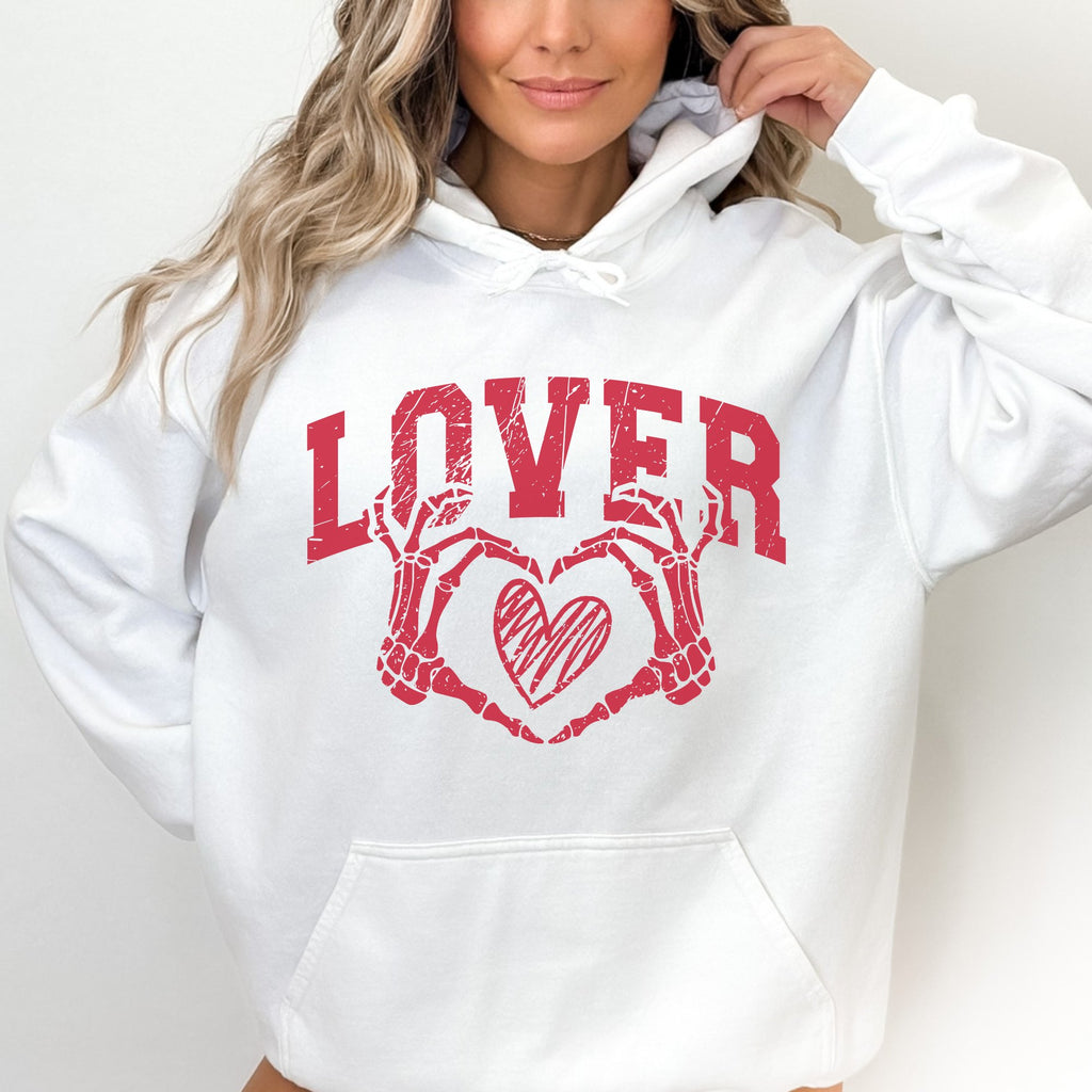 LOVER Skeleton Heart Valentines Graphic Hoodie - Trendznmore