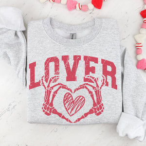 LOVER Skeleton Heart Valentines Graphic Sweatshirt - Trendznmore