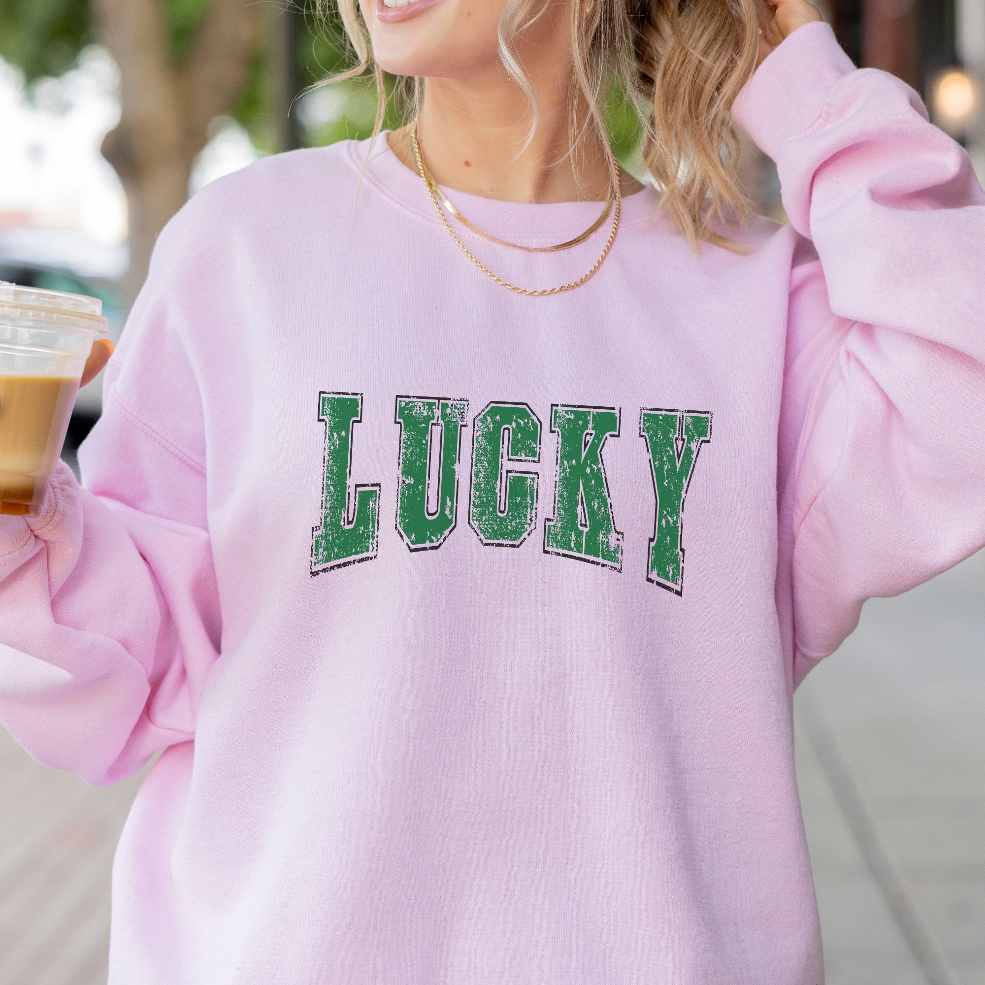 Lucky Distressed St. Patrick's Day Crewneck Sweatshirt (S-2XL) - Trendznmore