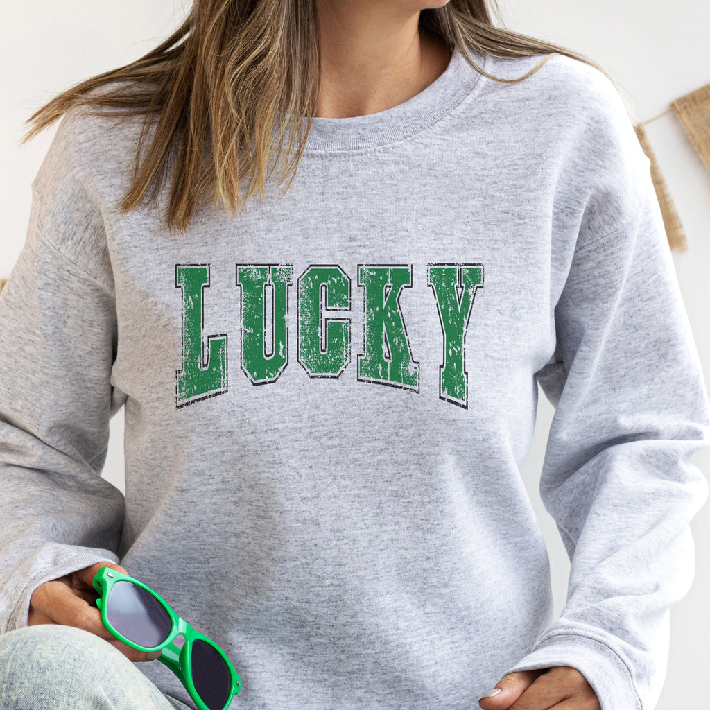 Lucky Distressed St. Patrick's Day Crewneck Sweatshirt (S-2XL) - Trendznmore