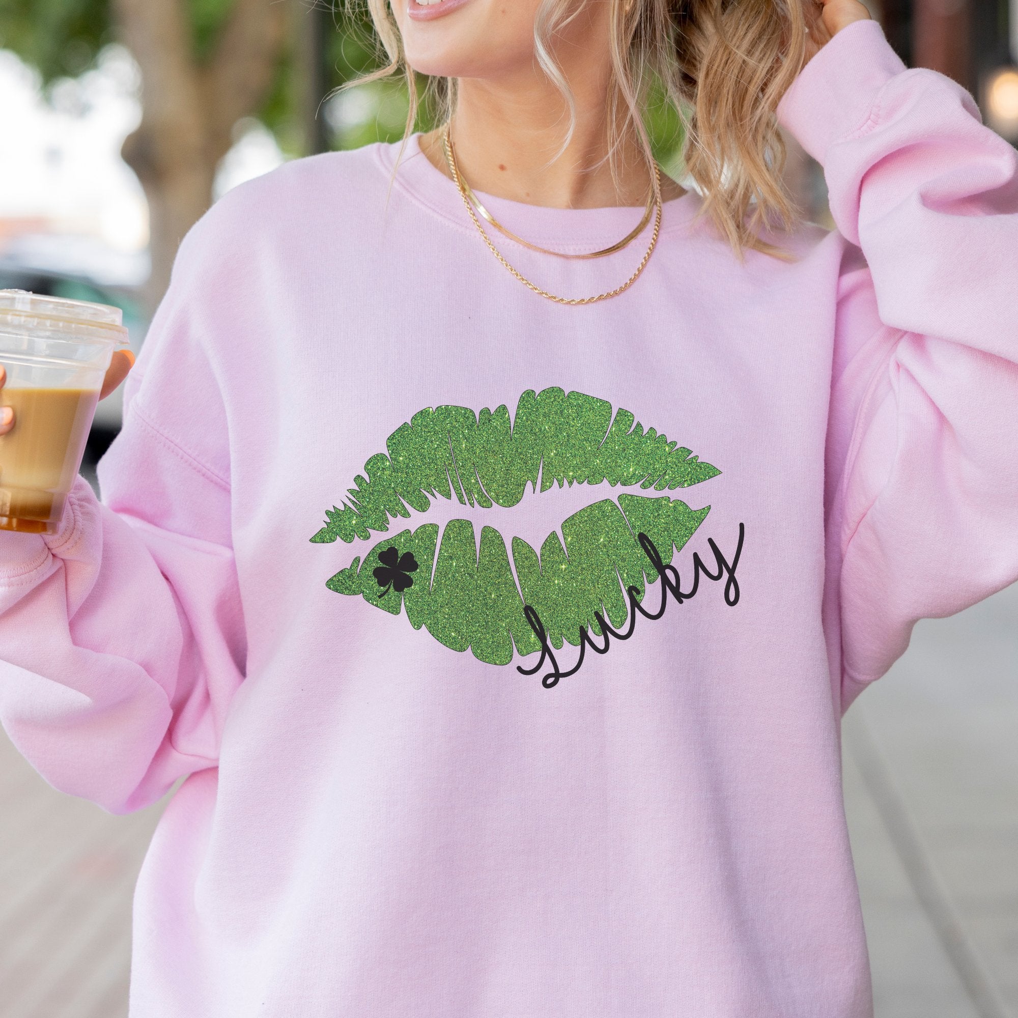 Lucky Lips St. Patrick's Day Crewneck Sweatshirt (S-2XL) - Trendznmore