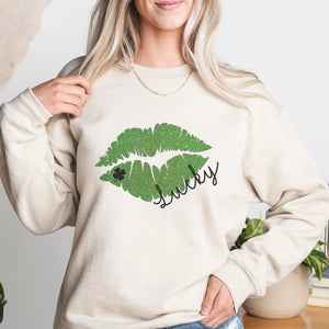 Lucky Lips St. Patrick's Day Crewneck Sweatshirt (S-2XL) - Trendznmore