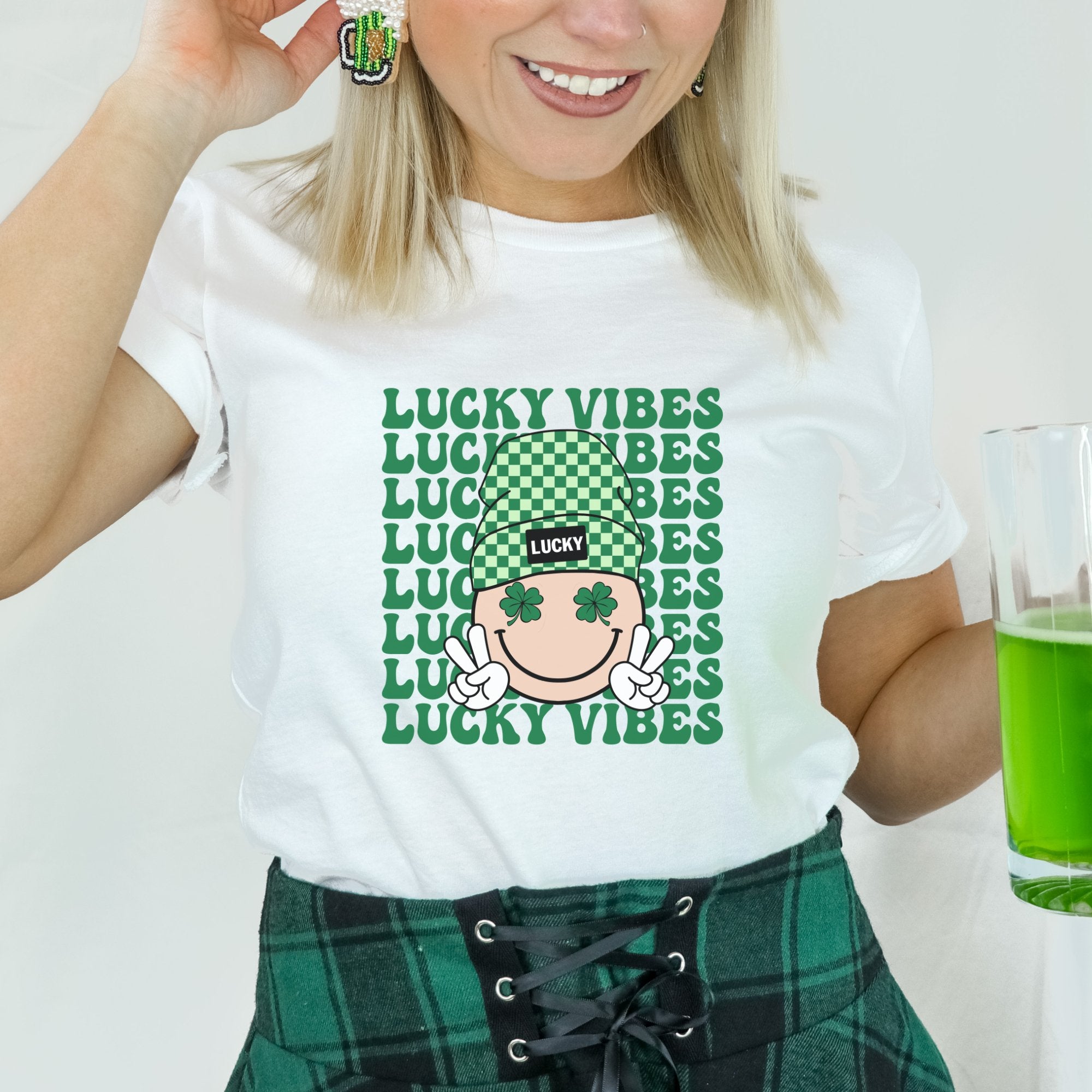 Lucky Smiley Vibes St. Patrick's Day T-Shirt - Trendznmore