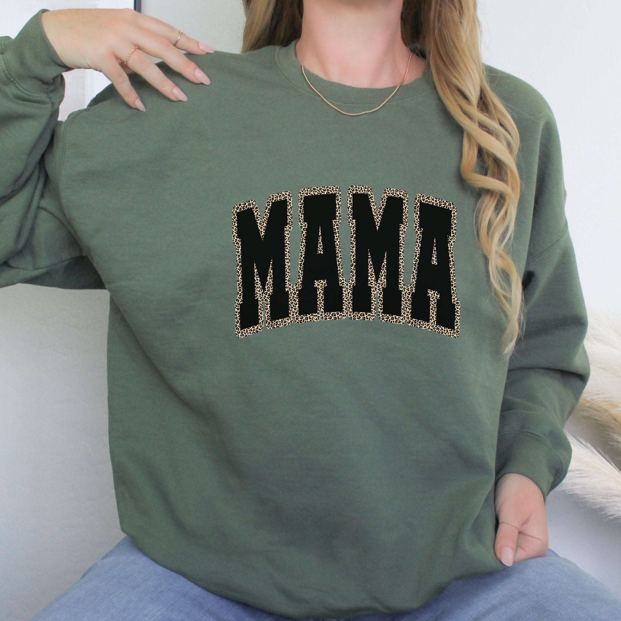 MAMA Black w/ Cheetah Sweatshirt - Trendznmore