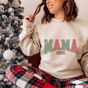 Mama Claus Varsity Christmas Graphic Sweatshirt - Trendznmore