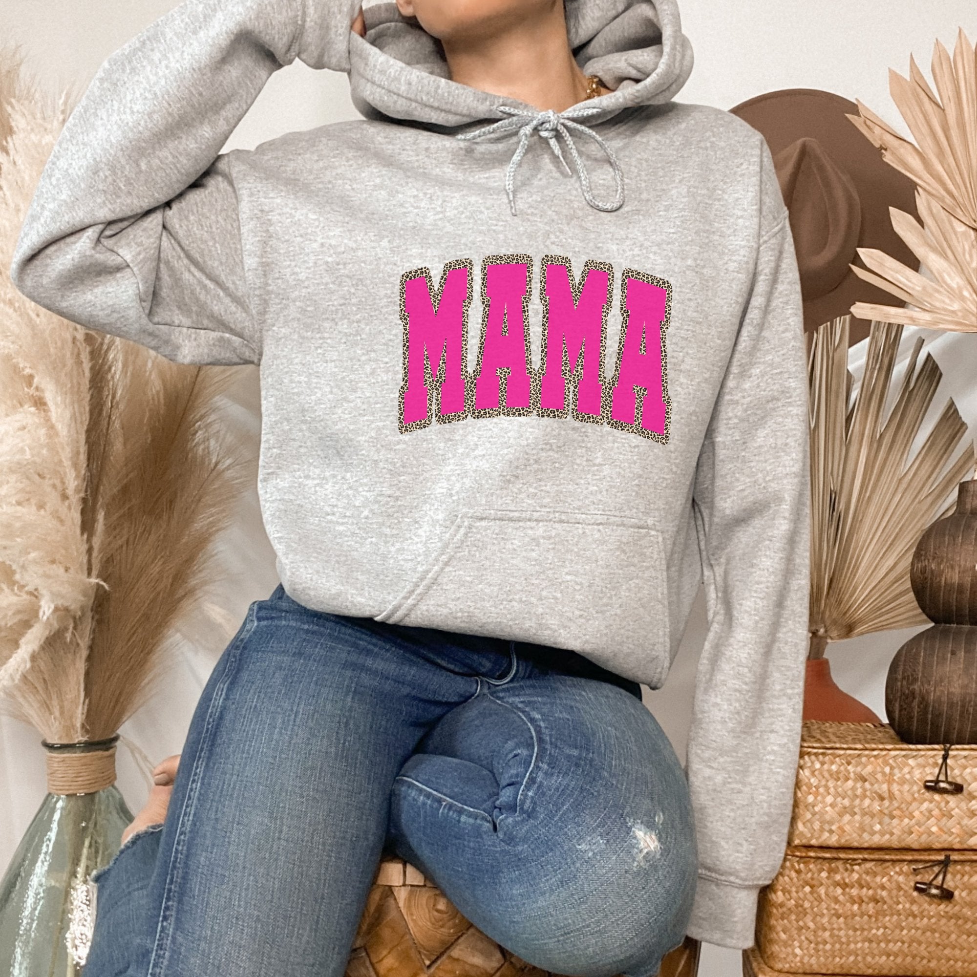 MAMA Pink w/ Cheetah Hoodie - Trendznmore