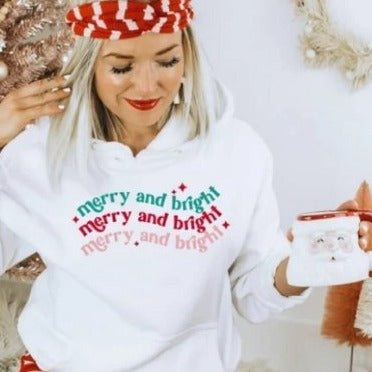 Merry and Bright Christmas Retro Hoodies - Trendznmore