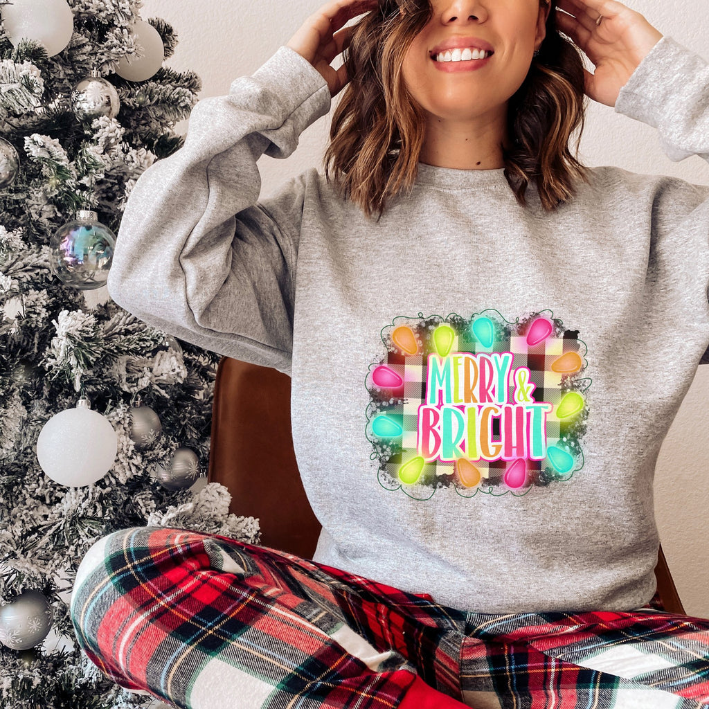 Merry and BRIGHT Christmas Sweatshirt - Trendznmore