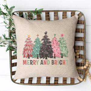 Merry and Bright Trees Christmas Pillow Cover - Trendznmore
