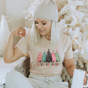 Merry and Bright Trees Christmas T-Shirt - Trendznmore
