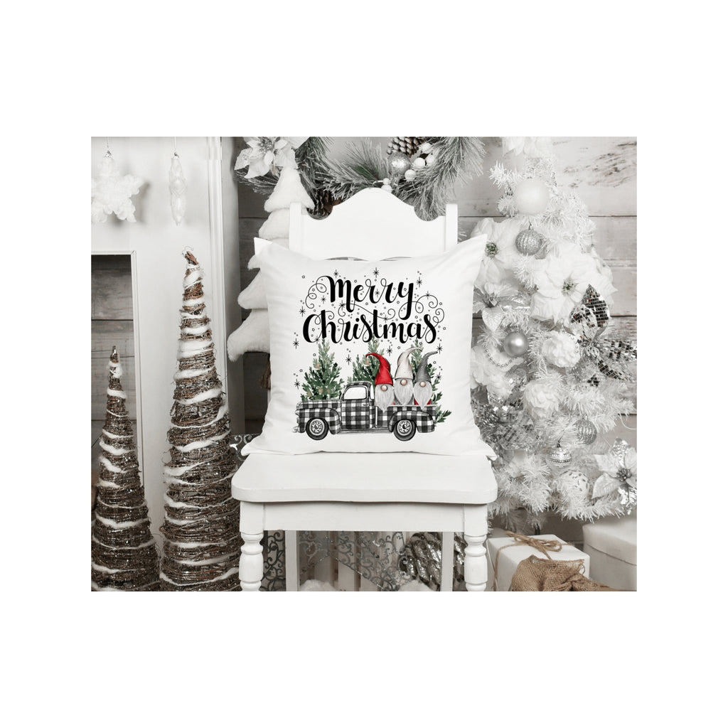 Merry Christmas Black-n-White Gnome Sublimated Pillow Cover - Trendznmore